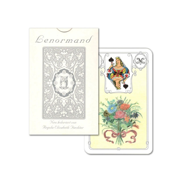 Capa e carta 9 do baralho Mlle Lenormand - White Owl, da editora AGM Urania.