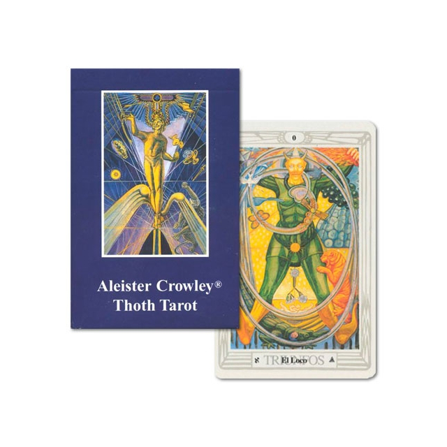 Capa e carta 0 do baralho El Tarot Thoth de Aleister Crowley, publicado pela editora AGM Urania.
