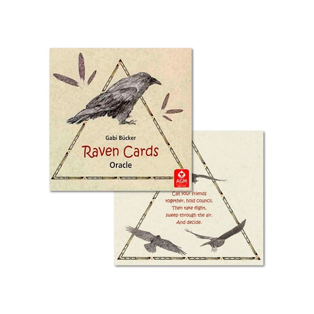 Capa e carta do oráculo Raven Cards Oracle, da editora AGM Urania.