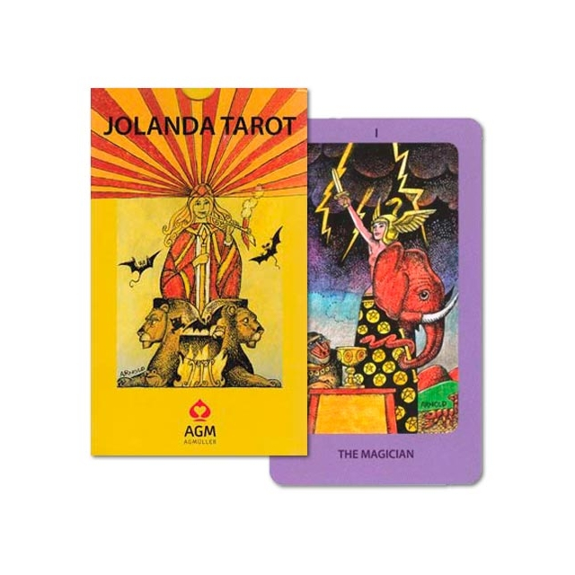 Capa e carta "The Magician" do baralho Jolanda Tarot, da editora AGM Urania.