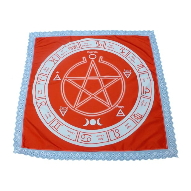 Toalha - Mandala Astrológica Pentagrama Vermelha 