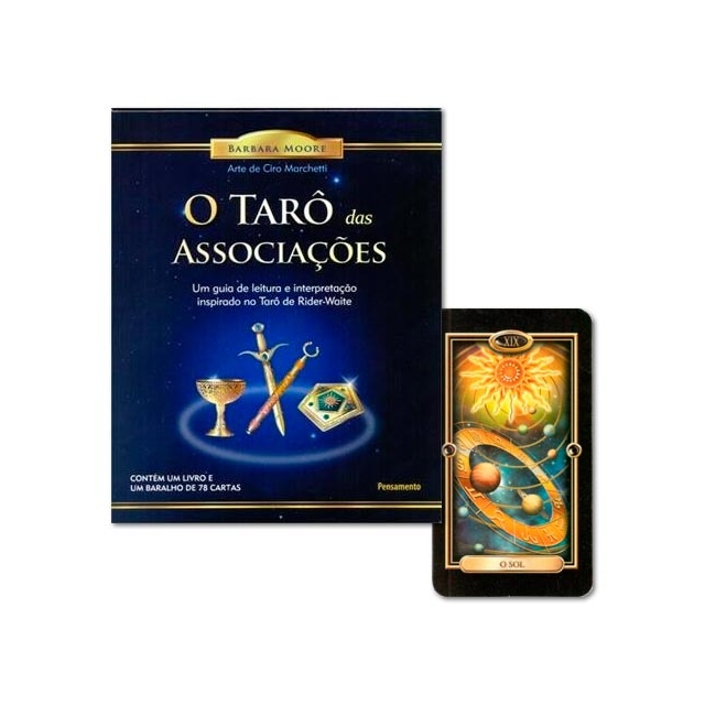 Tarô das Associações (Livro + Cartas do Tarô Dourado) - Capa e Carta