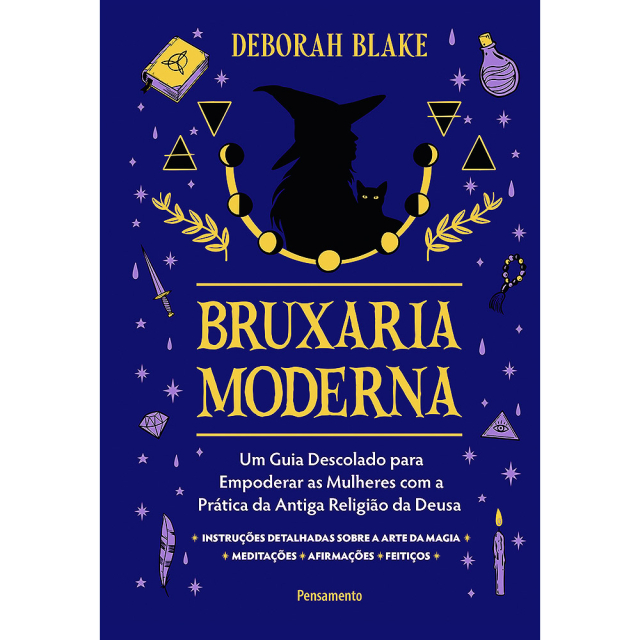 Versão 2D da capa do livro Bruxaria Moderna, escrito por Deborah Blake e publicado em capa dura pela editora Pensamento.