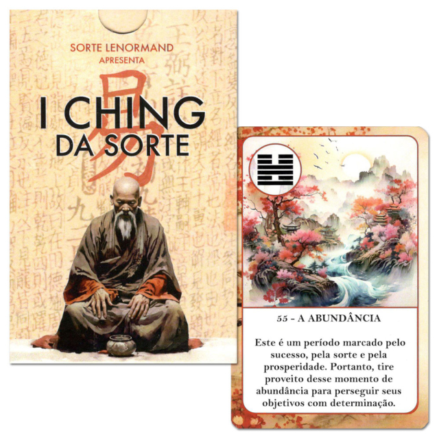 Capa e carta 55 do oráculo I Ching da Sorte, da editora Sorte Lenormand