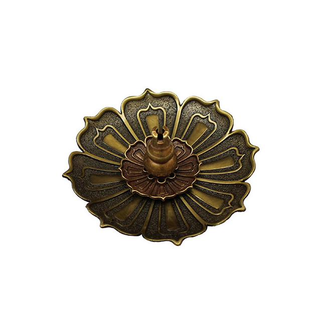 Incensário Metal Flor Bronze
