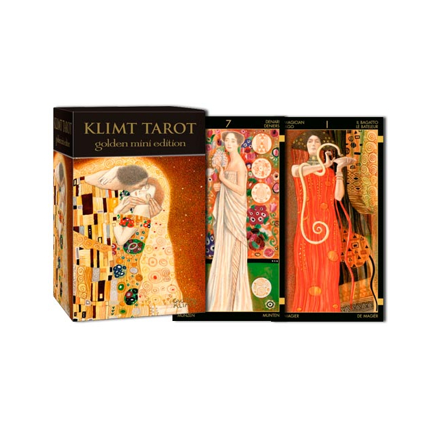 Golden Tarot of Klimt - Edição de Bolso da Lo Scarabeo - Capa e Cartas 