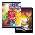 Capa e carta do baralho Osho Zen Tarot, da editora AGM Urania.
