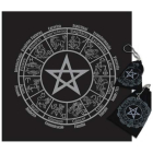 Kit Toalha + Bolsa + Sacola - Mandala Astrológica Pentagrama Preta