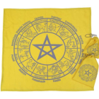 Kit Toalha + Bolsa + Sacola - Mandala Astrológica Pentagrama Amarela