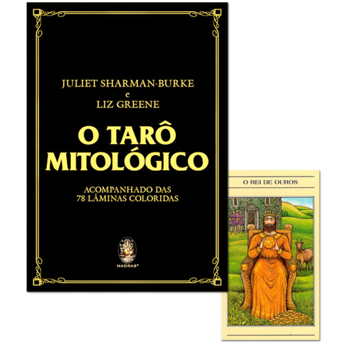 Capa e carta "O Rei de Ouros", do baralho O Tarô Mitológico, Edição Especial, publicado pela editora Madras