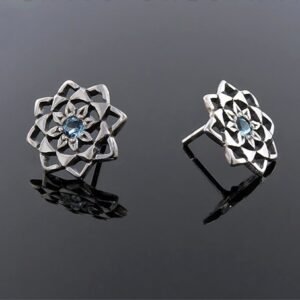 Brinco Mandala II com Topázio Azul Natural