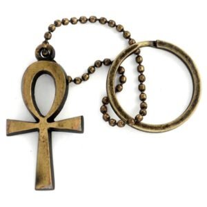 Chaveiro Cruz Ansata Lisa - Ouro Velho