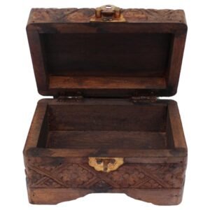 Baú de Madeira com Flores Entalhadas - Imagem 1